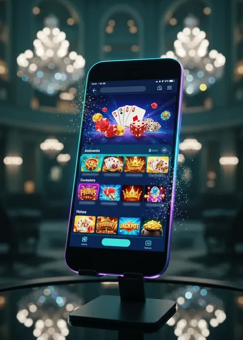 Joueur utilisant un téléphone mobile pour accéder aux jeux de Lucky8 Casino
